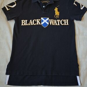 Ralph Lauren Navy Polo with Yellow Accent